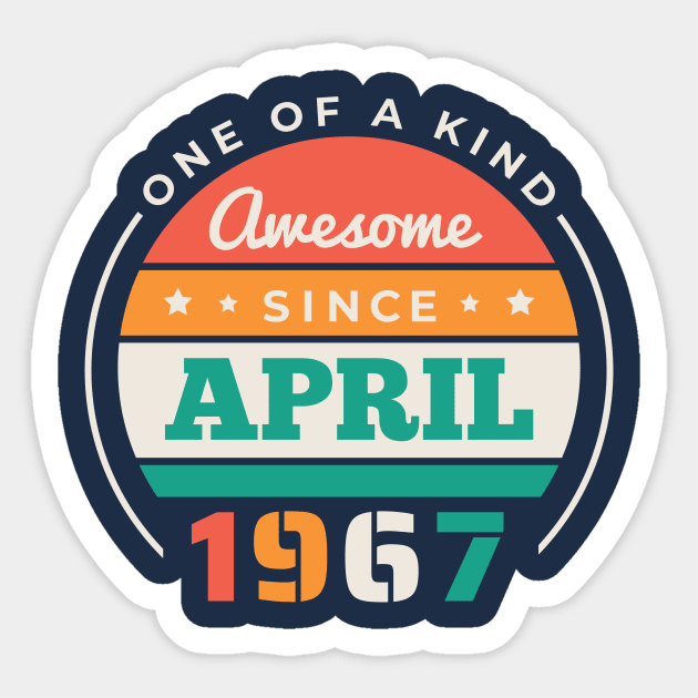 Retro Awesome Since April 1967 Birthday Vintage Bday 1967 Sticker by Now Boarding